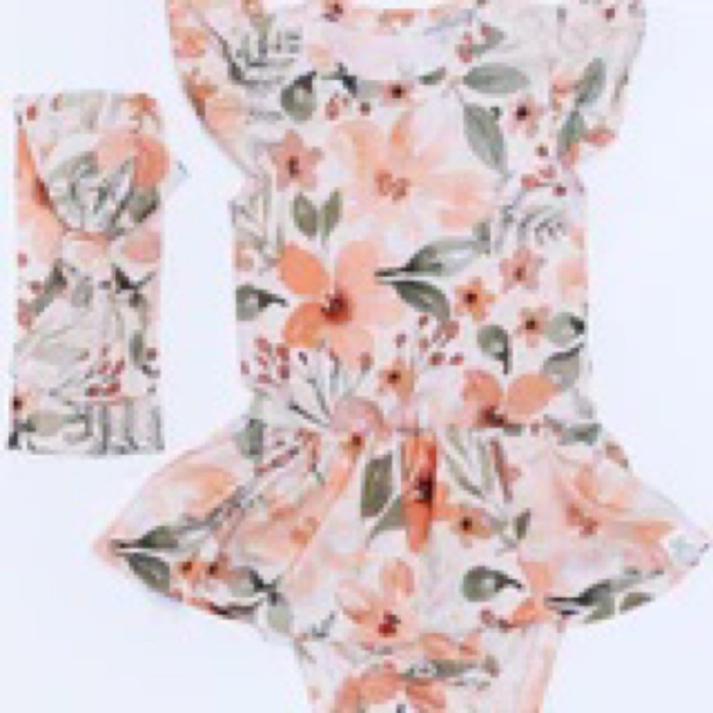 Little snuggles bamboo meadows twirl skirt bodysuit with headband